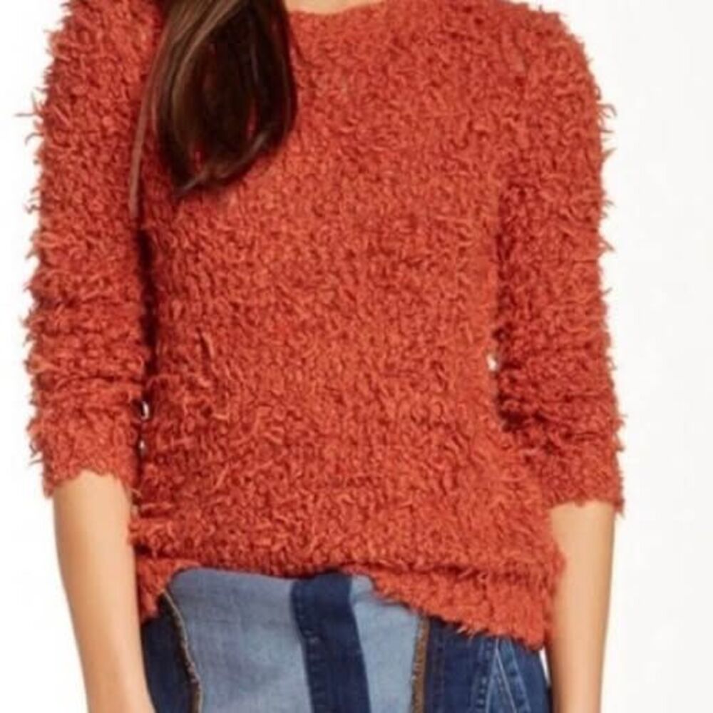 Free People September Song Shaggy Burnt Orange Sweater Small S FP - Picture 3 of 5